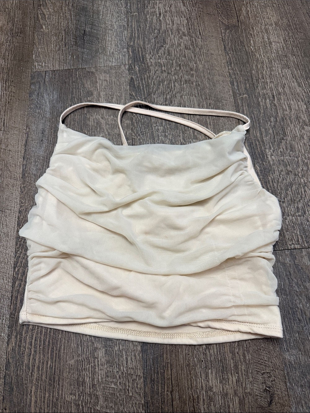 Women's Cream Ruched Cowl Neck Camisole Top